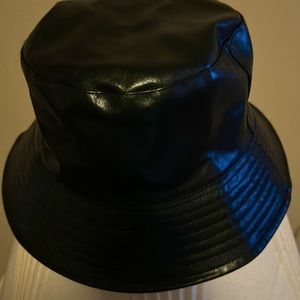 Faux Leather Black Bucket Hat